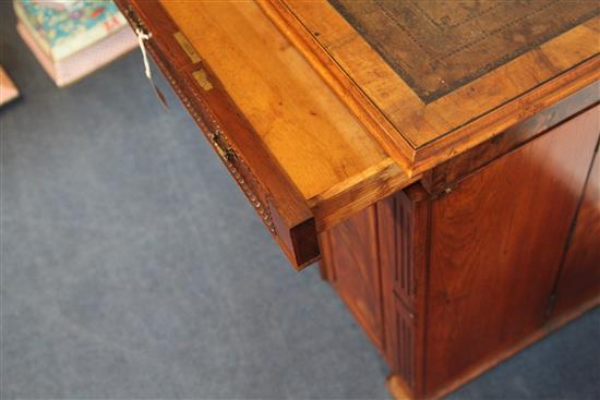 An early 19th century walnut Patent action leather topped campaign writing desk, by Ross & Co, Dublin, W.3ft 3in.